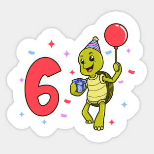 I am 6 with turtle - kids birthday 6 years old Sticker